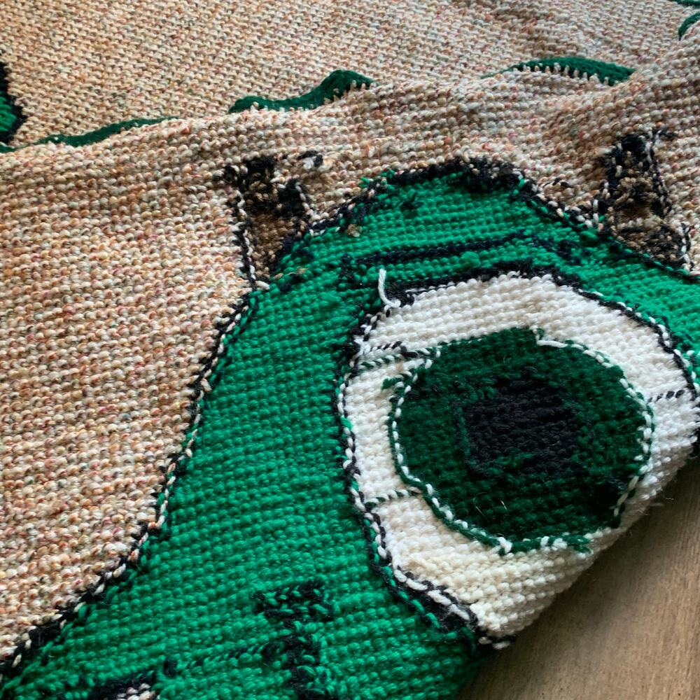 Handmade Crocheted Mike Wazowski Monsters Inc. Blanket/Throw 34" x 44" - Picture 4 of 4